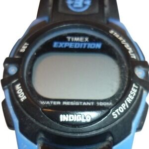 Timex Expedition Indiglo Digital Watch Blue Black WR100M Nylon Strap Sport